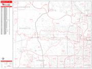Kansas City Wall Map Zip Code Red Line Style 2022